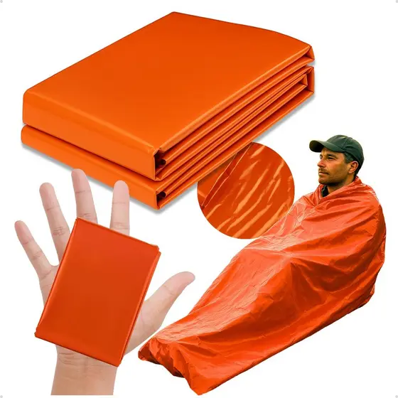 Saco de dormir aluminizado para emergência manta térmica de dormir