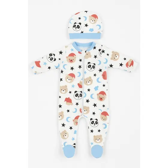 Kit Macacão e Touca Bebê Menino  com ziper Inverno Suedine Confortavel Leve recem nascido Hipoalergênico