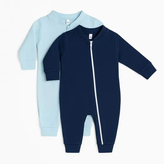 Kit 2 Macacão Bebê Infantil Algodão Suedine Manga Longa com Ziper Confortável Menino