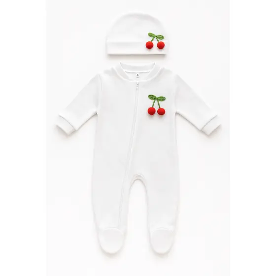 Ki Macacão e Touca Bebê Menina Inverno com Ziper Confortavel Suedine recem nascido RN Hipoalergênico