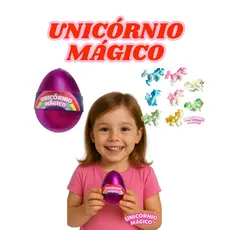 Ovo Surpresa Unicórnio Mágico Arco-Íris Coleção Plástico Polibrinq
