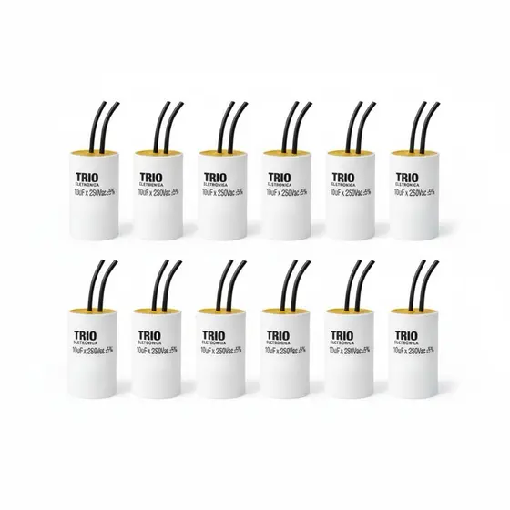 kit 10 Capacitor 10uf 250 2 fios Ventilador Teto 127V (K-12-12)