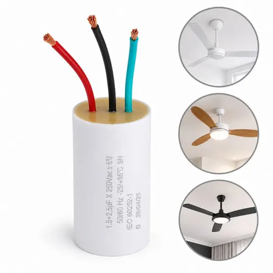 Capacitor 3 fios para ventilador de Teto universal