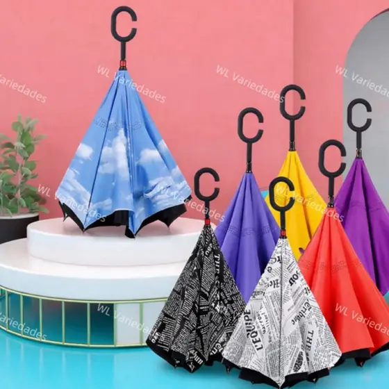 Guarda-Chuva Invertido para Carro Guarda-chuva Reverso Estampado Reforçado para chuva e vento forte