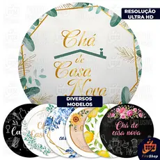 Capa Painel de festa 50x50 cm - CHÁ DE CASA NOVA - DIVERSOS MODELOS - Tecido Sublimado C/ Elástico FIRE