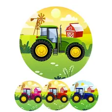 Capa Mini Painel Redondo de Festa 50x50 CM Em Tecido Sublimado 3D Trator Agro Cute FIRE SHOP