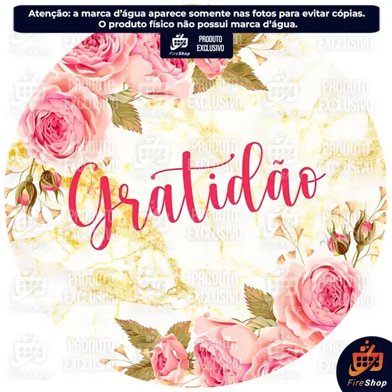 Capa Painel de Festa 50x50 CM - Gratidão Floral Marmorizado - RESOLUÇÃO ULTRA HD - Tecido C/ Elástico FIRE