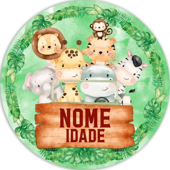 Painel Festa 50x50Cm (Mini) SAFARI PERSONALIZADO - Tecido C/ Elástico FIRE SHOP