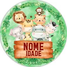 Painel Festa 50x50Cm (Mini) SAFARI PERSONALIZADO - Tecido C/ Elástico FIRE SHOP