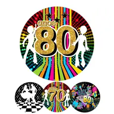 Capa Mini Painel Redondo de Festa 50x50 CM Em Tecido Sublimado 3D Anos 60 70 80 90 2000 FIRE SHOP