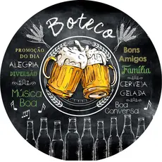Capa Mini Painel Redondo de Festa 50x50 CM Em Tecido Sublimado 3D Boteco Bar FIRE SHOP