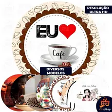 Capa Painel De Festa Mesa 50x50Cm Decoração Tema: Café - Café da Tarde - Tecido Sublimado C/ Elástico