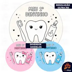 Capa Painel de festa Mesa 50x50 cm - MEU PRIMEIRO DENTINHO - DIVERSOS MODELOS - Tecido Sublimado C/ Elástico FIRE