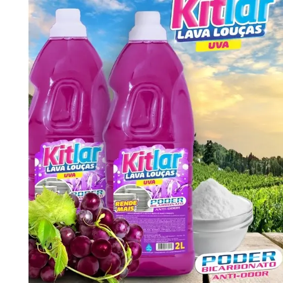Lava Louças Uva Maça Kit Lar 2 e 5 Litros Poder Bicarbonato Rende Mais