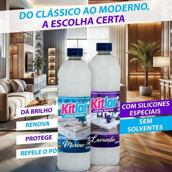 Lustra móveis lavanda Kit Lar 500ml Limpeza