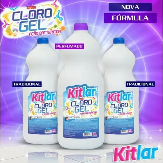 Detergente Clorado 5 e 2 Litros Kit Lar Cloro Gel Detergente de uso geral Acao Bactericida