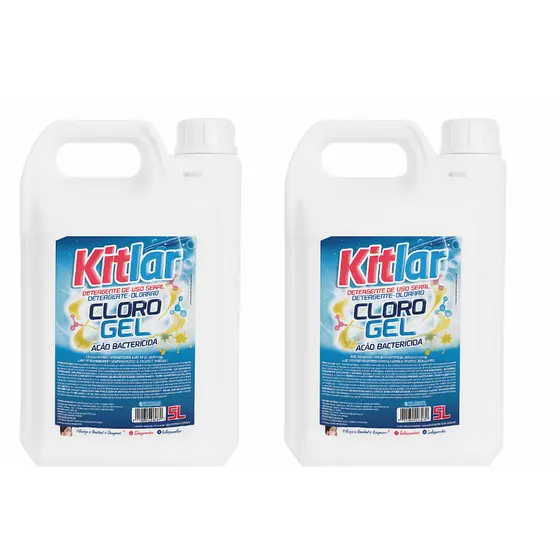 Kit 2 Detergente Clorado Cloro Gel Limpeza Pesada Kit Lar 5L