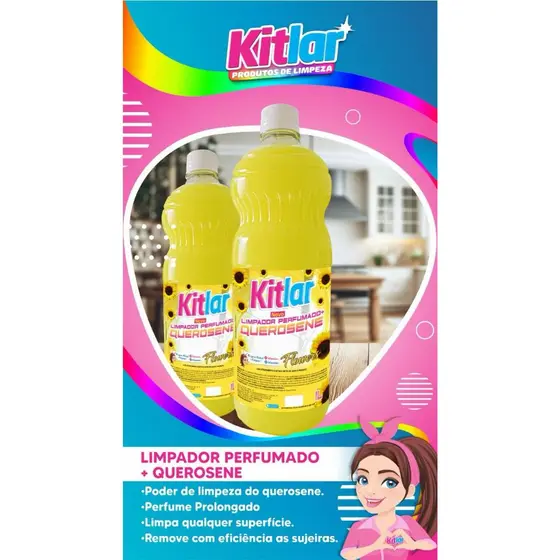Limpador Perfumado Com Querosene Flowers Kit Lar 1L