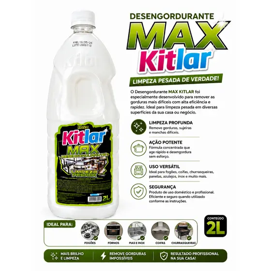 Desengordurante Max Kitlar 2l Limpeza Pesada ProfissionalDesengordurante Max Kitlar 2l Limpeza Pesada Profissional Desen