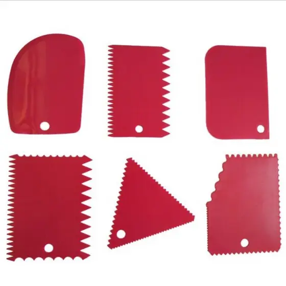 6 peças / conjunto de espátula de plástico bolo de massa espátula de massa folhada Diy ferramenta de cozimento faca