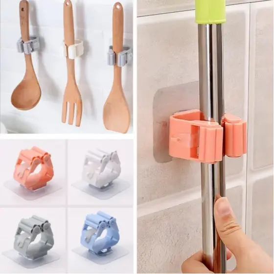 5/10 Pcs Rosa/Cinza Mop Suporte Vassoura Utensílios Multiuso Suporte rganizadores De Vassouras E Rodos Mop