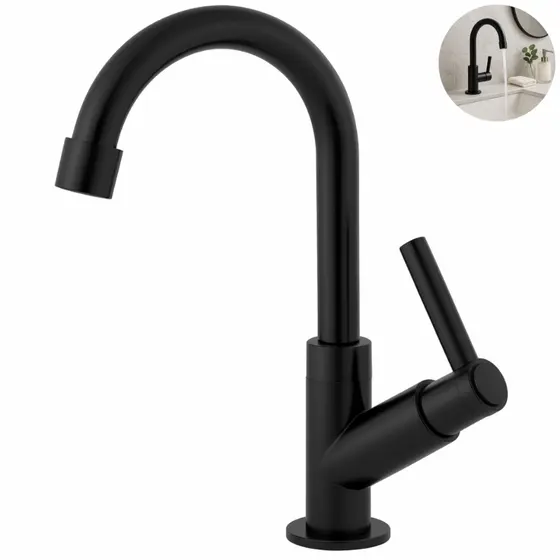 Torneira Lavatorio Pia Cuba Lavabo Banheiro Abs 1/4 Volta Preta