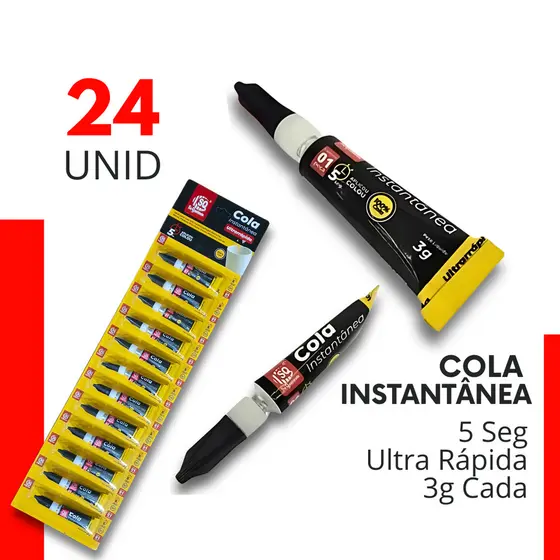 Kit 24- Cola Instantanea Secagem Super Rápida Tipo S Bonder 3g