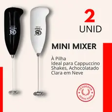 Kit 2 Mini Mixer Misturador Batedor Elétrico Portatil para Clara de Ovos Capuccino Shake Bebidas