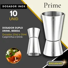 10/5/3-/2- Dosador Duplo para Drink Aço Inox 25ml e 50ml Bar Drinks Bebidas Barman Mixologia