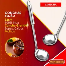 Concha de Feijão Aço Inox 32 cm para Feijão Sopas Molhos Caldos Cozinha Restaurante