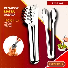 Kit 2- Pegador de Massa e Salada Aço Inox para Servir Macarrão Cozinha Restaurante e Buffet