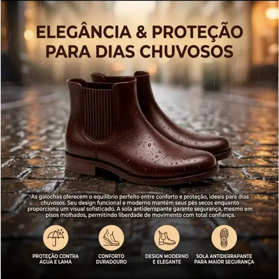 Bota Feminina de Borracha Galocha Hospital Enfermagem Limpeza Profissional Impermeável Antiderrapante  2026