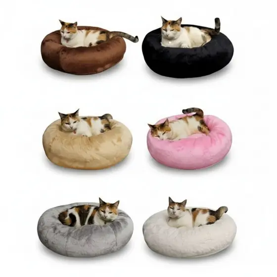 Cama Pet Redonda Cães E Gatos Caminha Nuvem Fofa Com Fundo Impermeável