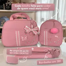 Kit Bolsa Maternidade Menina Borboleta Luxo
