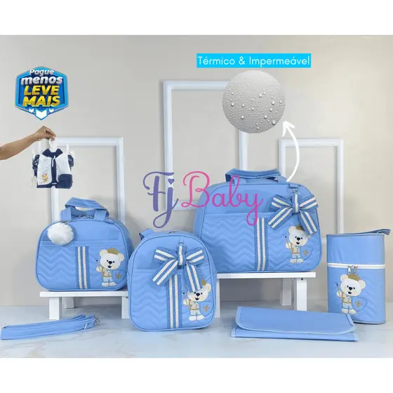 Kit Completo 5 peças Escudo Bolsa Maternidade Menino/Menina  com Mochila