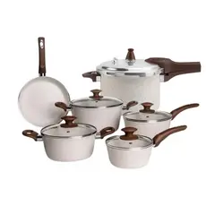 Jogo de Panelas Brinox Ceramic Life Óptima 5 Peças + Panela de Pressão