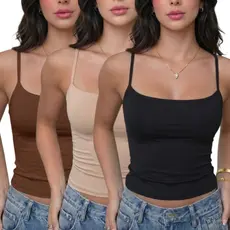 kit com 2 ou 3 Blusinha de Alcinha Feminina Básica Suplex Justa Moda Verão  que sustenta sem sutiã e modela o corpo