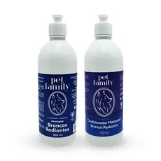 Kit Banho Pet Branqueador Matizador Shampoo e Condicionador Para Cães e Gatos Pet Family