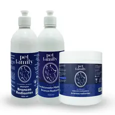 Kit Banho Pet Branqueador Com Shampoo Condicionador e Máscara Matizadora Pet Family