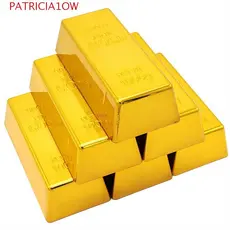 PATRICIA1OW Barra De Ouro Falsa , Tijolo Dourado De Parada De Porta Brilhante , Barras De Peso De Papel Para Decoração D