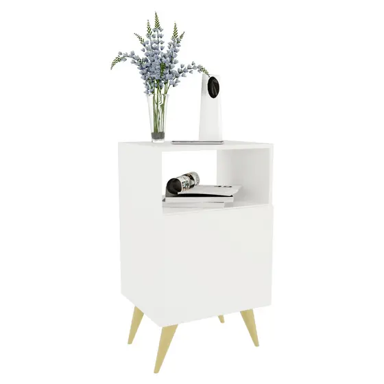 Mesa de Cabeceira Com Porta Nicho Quarto Casal Decoração Retro Rapallo