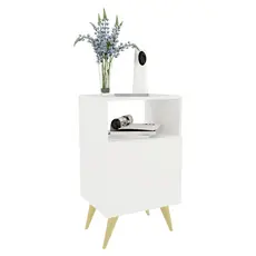 Mesa de Cabeceira Com Porta Nicho Quarto Casal Decoração Retro Rapallo
