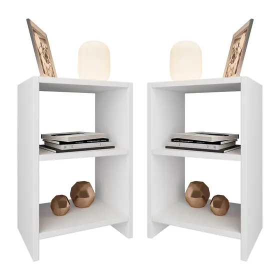 Kit 2 Mesas de Cabeceira Pequena e Elegante Estilo Minimalista Ibiza