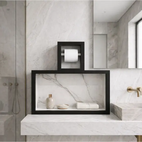 NICHO EM PORCELANATO 60X30 + PORTA PAPEL HIGIENCIO-ENVIO FULL