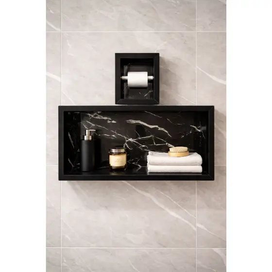 Kit Nicho Banheiro Embutido Porcelanato + Porta Papel Premium