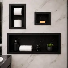 Kit Completo Banheiro: Nicho 60x30 Porcelanato + Porta Papel + Saboneteira – Envio Rápido