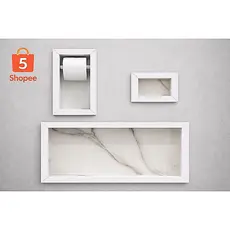 Kit Nicho Banheiro Porcelanato 3 Peças Completo + Papeleira + Saboneteira Premium