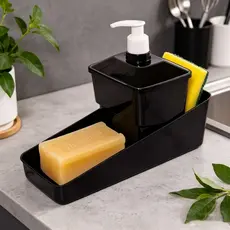 Conjunto Porta Detergente Suporte Esponja Sabão 600ml  PLASÚTIL