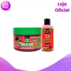 Gelatina Natuhair Kids Melancia 300g + Óleo multifuncional Melancia