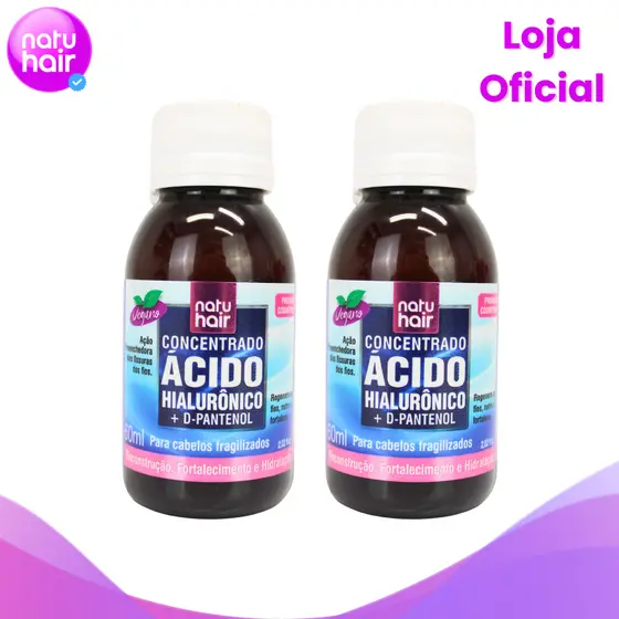 Kit 2 Concentrados Ácido Hialurônico + D-Pantenol Natuhair 60ml
